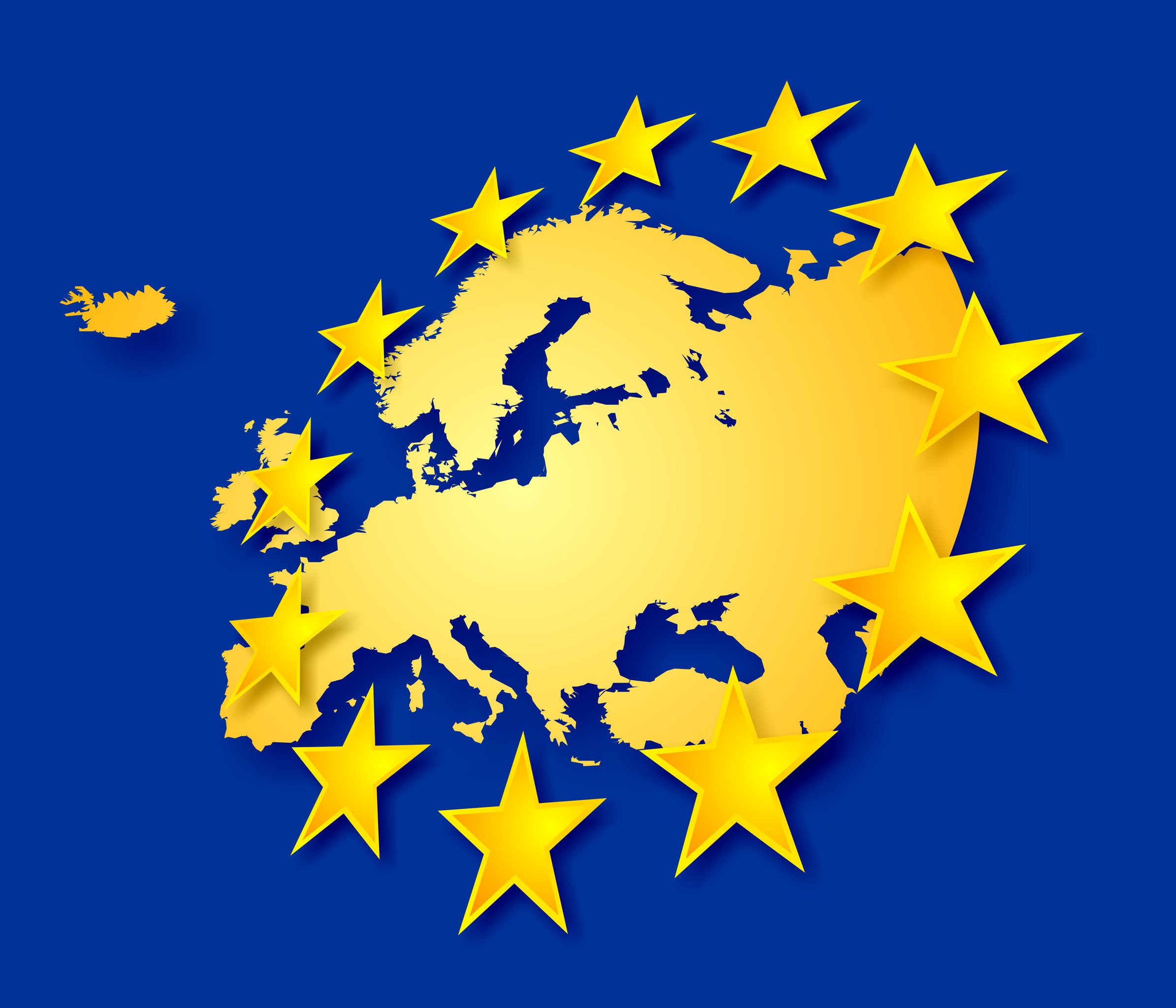Flagi Unii Europejskiej — fotografia symboliczna